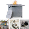 Goory 28in 50000 BTU Heater Fire Pits Cooking Grate Portable Fireplace Bonfire Square Stove Propane BBQ Yard