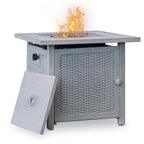 Goory 28in 50000 BTU Heater Fire Pits Cooking Grate Portable Fireplace Bonfire Square Stove Propane BBQ Yard