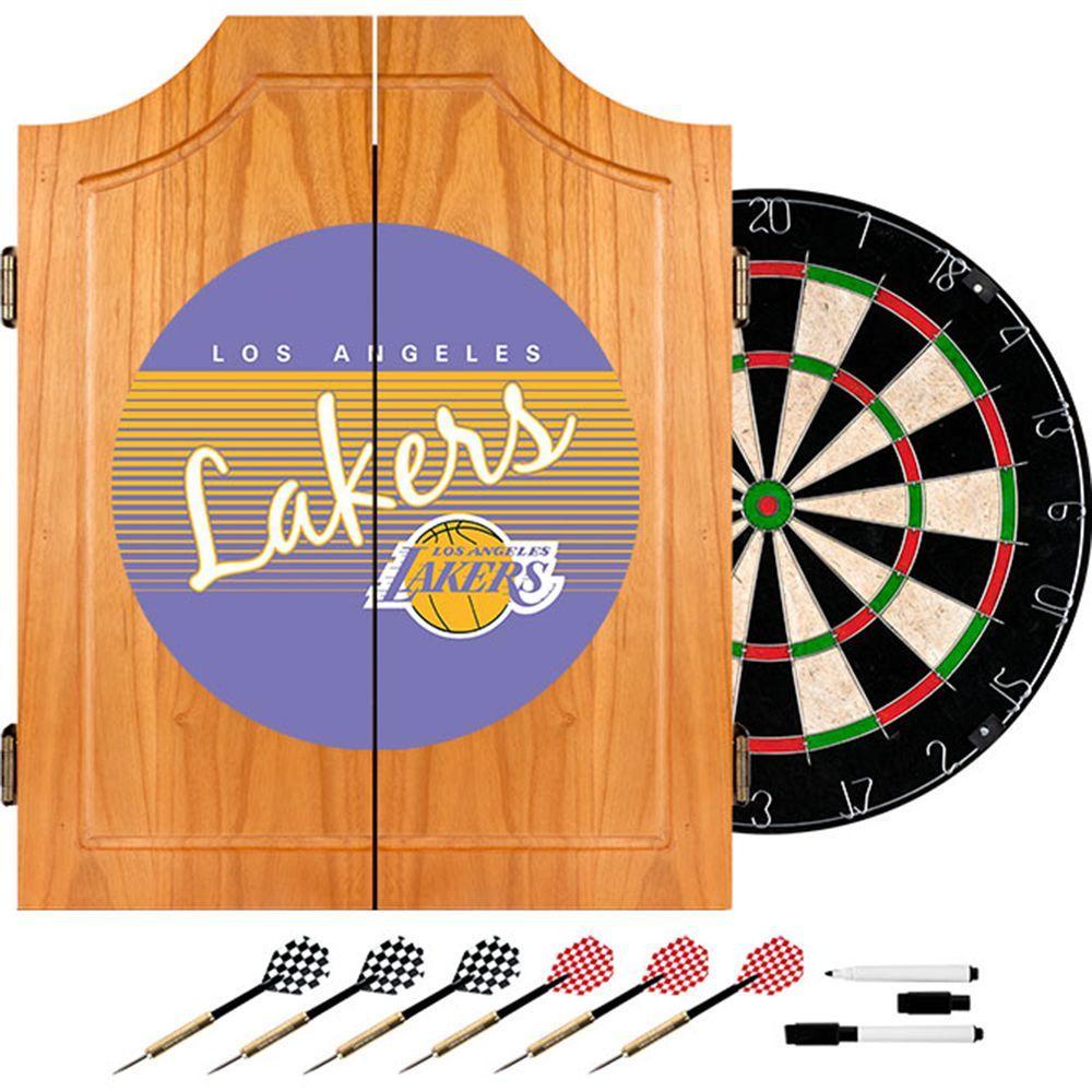 20.5 in. Los Angeles Lakers Hardwood Classics NBA Wood Dart Cabinet Set