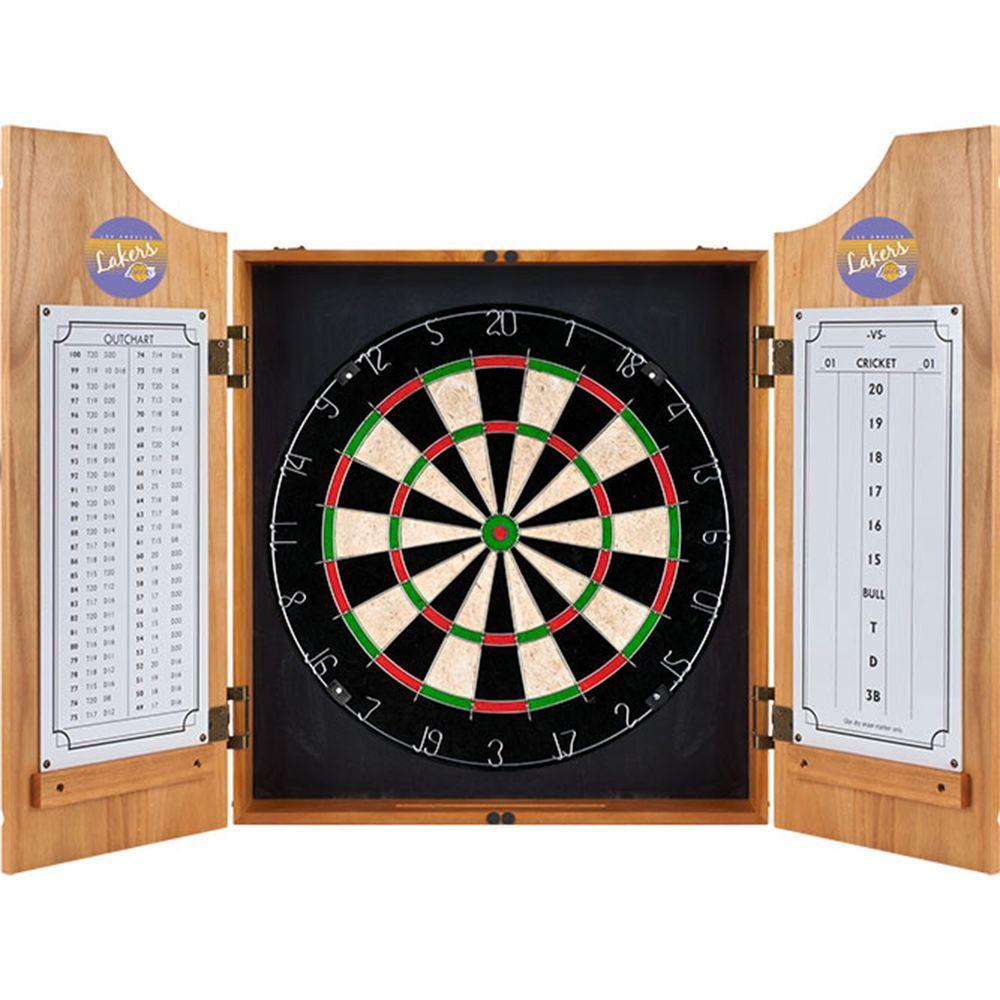 20.5 in. Los Angeles Lakers Hardwood Classics NBA Wood Dart Cabinet Set