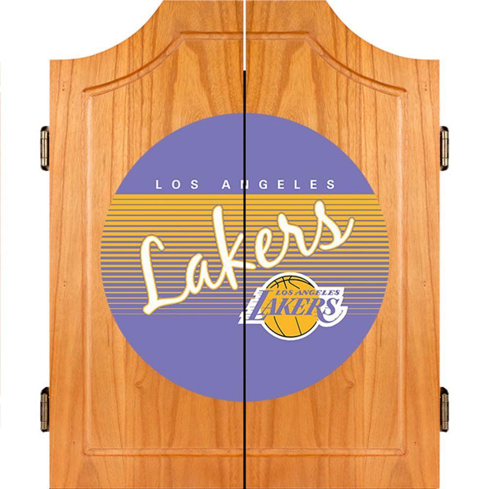 20.5 in. Los Angeles Lakers Hardwood Classics NBA Wood Dart Cabinet Set