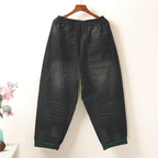 retro loose autumn embroidery harem denim pants