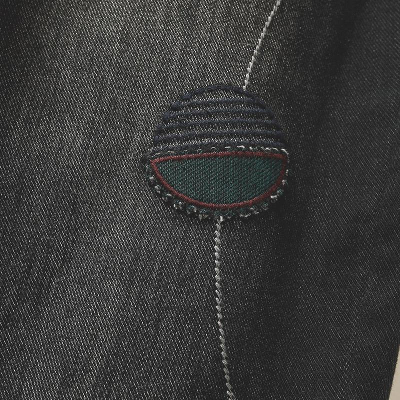 retro loose autumn embroidery harem denim pants