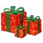 Pre-Lit Red Sisal Gift Box Assortment