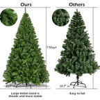 7.5 FT  Artificial Christmas Tree, 1300 Tips Full Tree with Christmas Tree Stand