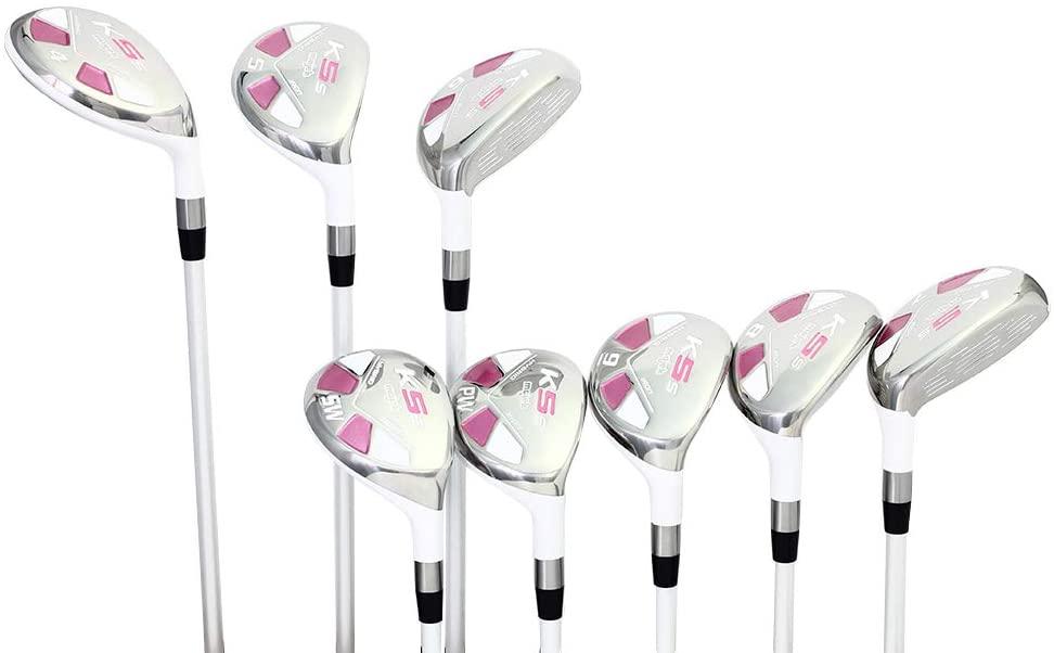 Majek White Pearl Petite Senior Ladies Golf Hybrids Irons Set Senior Petite Women Best All True Hybrid Ultra Light Weight Forgiving PackaIncludes 4 5 6 7 8 9 PW SW All Lady Flex Utility Clubs