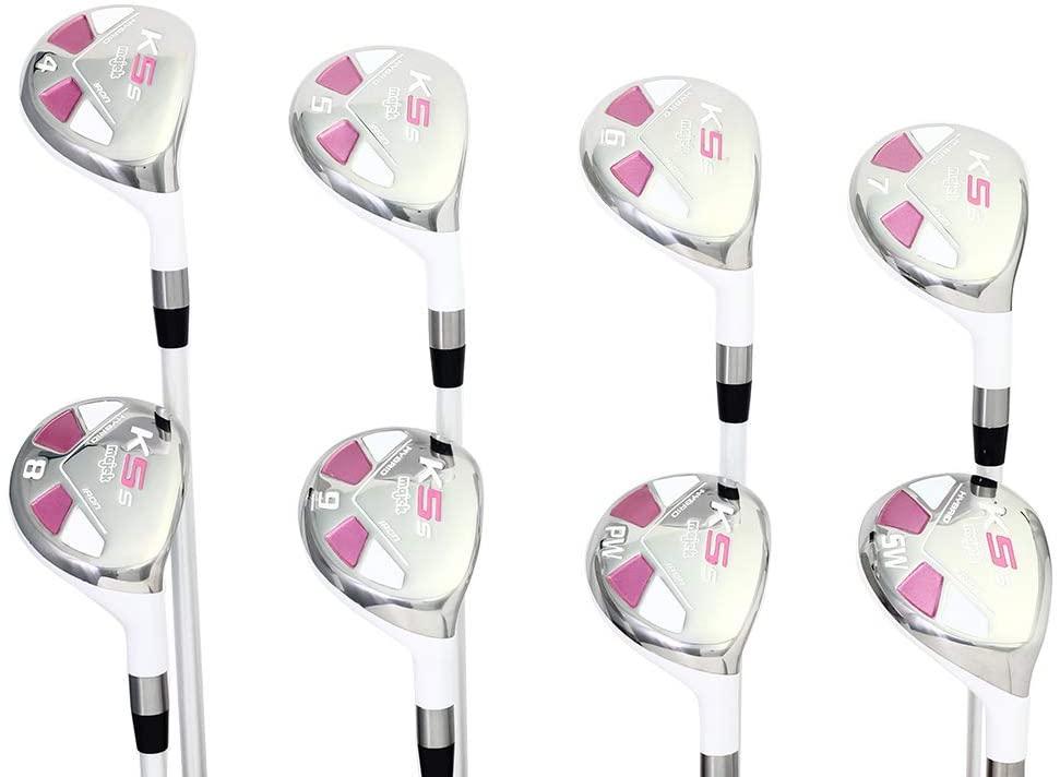 Majek White Pearl Petite Ladies Golf Hybrids Irons Set Petite Women Best All True Hybrid Ultra Light Weight Forgiving Woman Complete PackaIncludes 4 5 6 7 8 9 PW SW All Lady Flex Utility Clubs