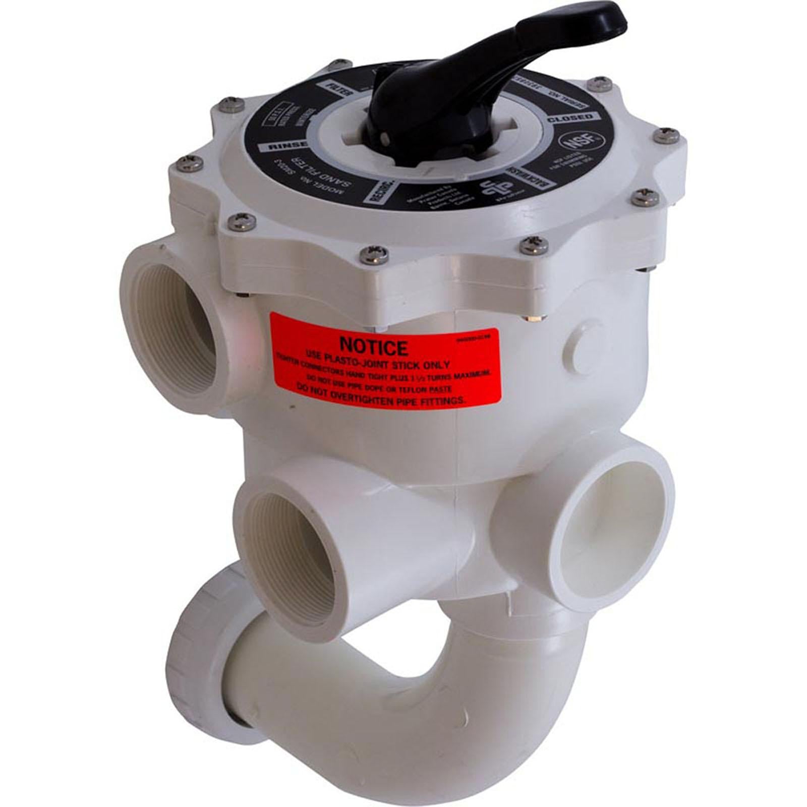 PRAHER Multiport Valve, Praher SM2-SR3U, 2", w/StaRite Plumbing, Wht