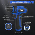 Tool Set with 8V Cordless Drill, 369-Piece Home Tool Kit with Drill Driver, Toolbox StoraCase with Drawer, General Household Tools for Home Repairs and DIY, Handyman (Blue)