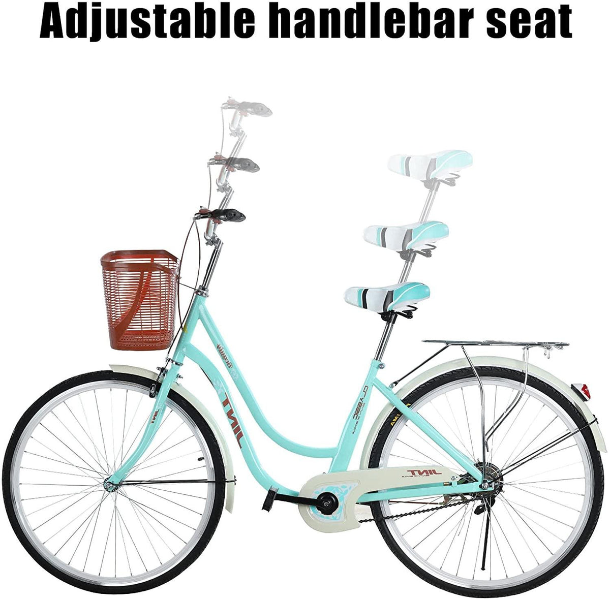 Tangnade 26 Inch Womens Comfort Bikes Beach Cruiser Bike Single Speed Bicycle Comfortable Commuter Bicycle Women's Bike with Basket and Adjustable Height Seat