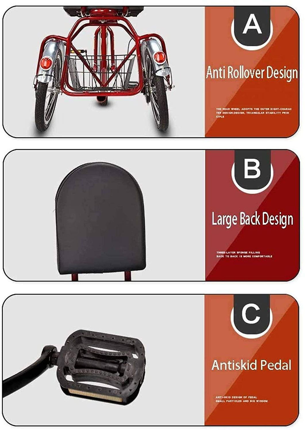 HKPLDE Adult Tricycle,Elderly Power Tricycles, Elderly Leisure Mobility Bicycles, Adult Pedal Outer Eight-Shaped Small Fitness Bicycles