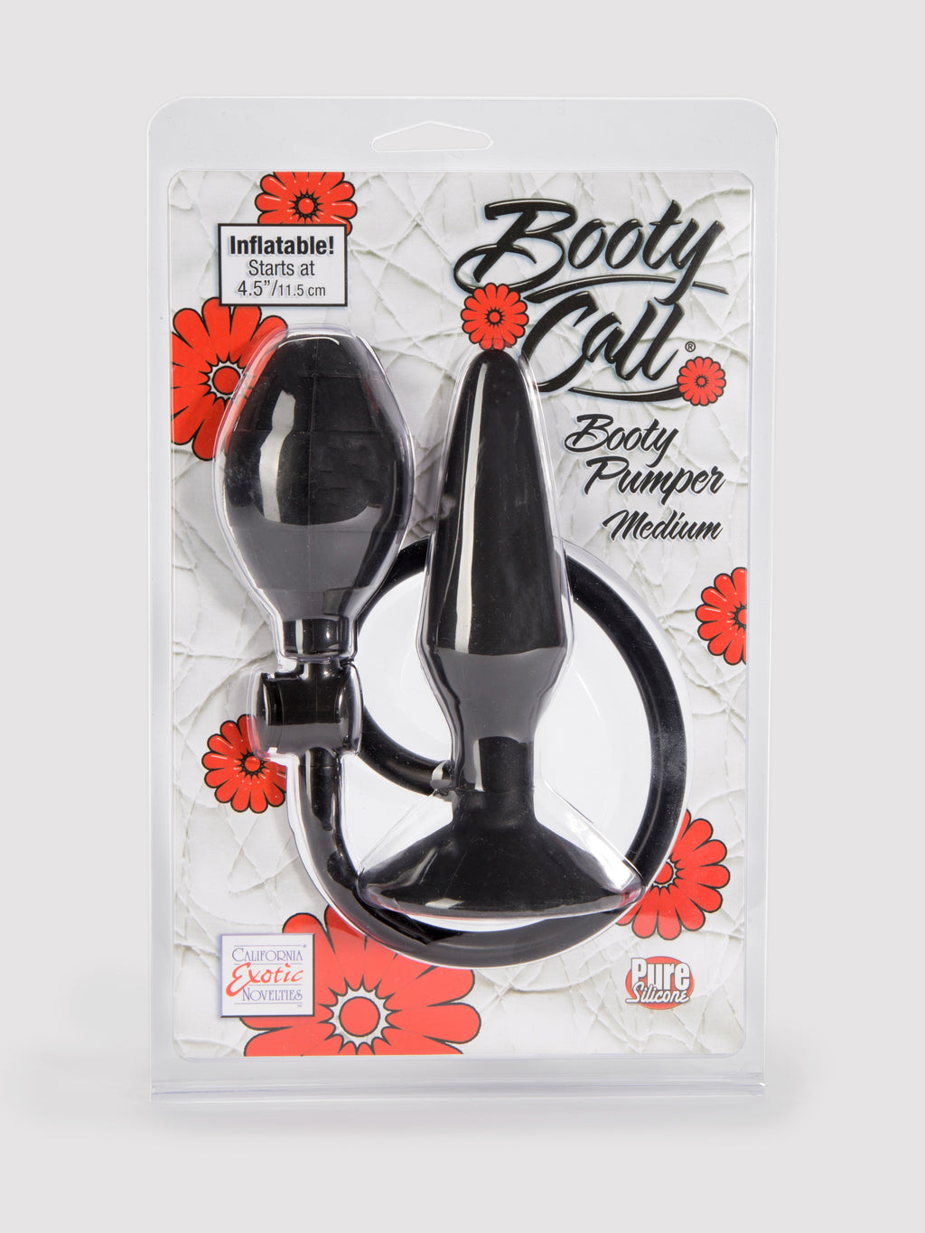 Booty Call Medium Silicone Inflatable Butt Plug 6.5 Inch, Black
