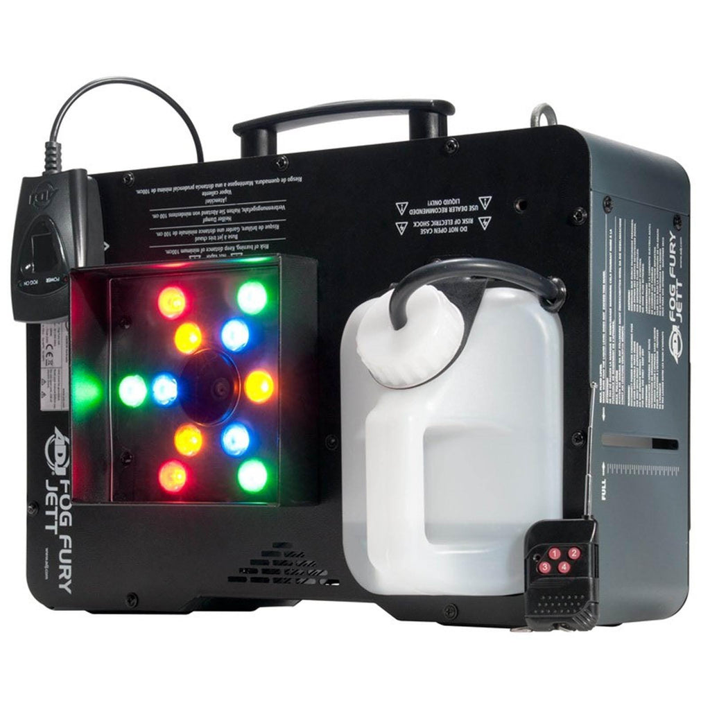 AMERICAN DJ Fog Fury Jett Fog Machine &amp; LED Light Effect w/ Remote + HDF Fluid