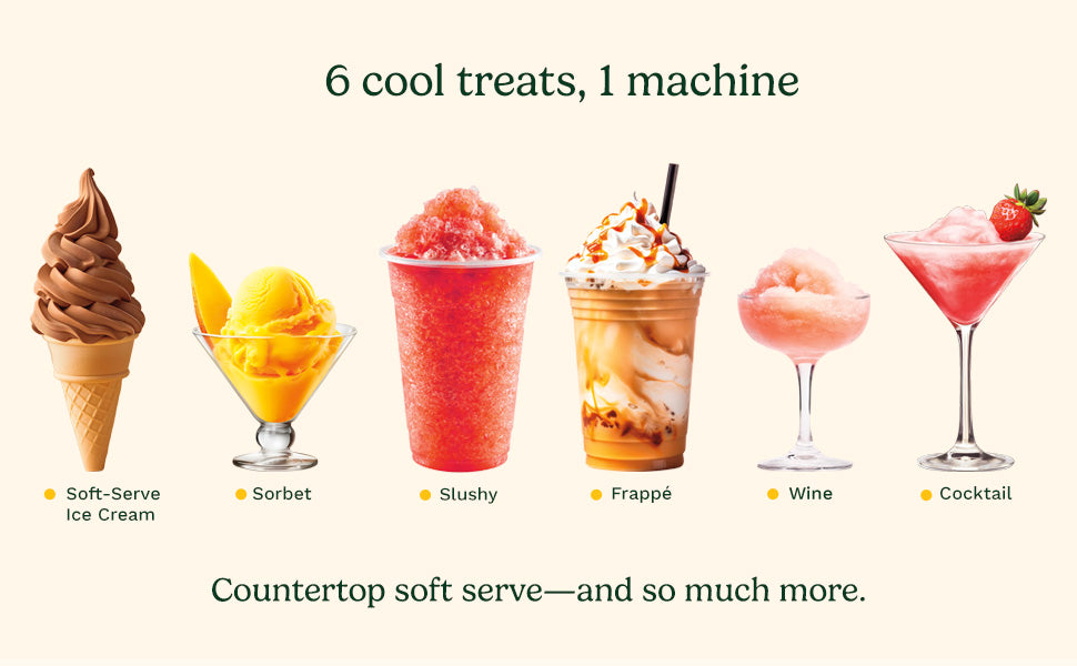 6-in-1 Slushy & Soft-Serve Maker, Ice Cream Maker Machine Makes Soft-Serve Ice Cream, Slushies, Sorbet and More, -Freeze Chill Technology Maintains Perfect Temperature, ICE-200