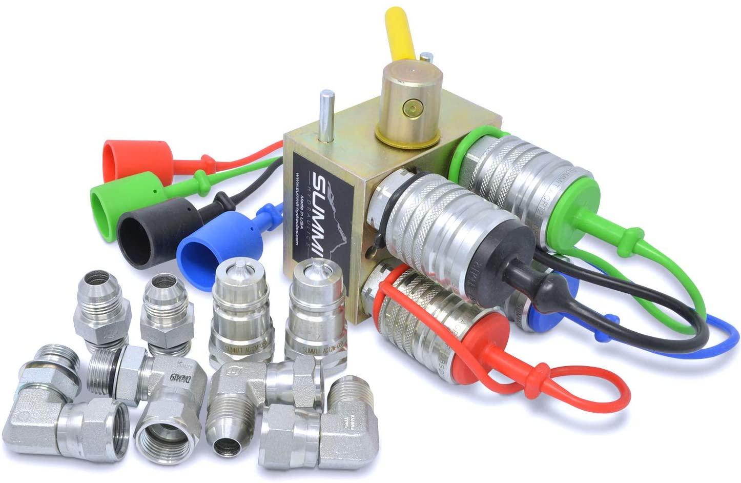 manual hydraulic multiplier, scv splitter/diverter valve with couplers and ag fittings