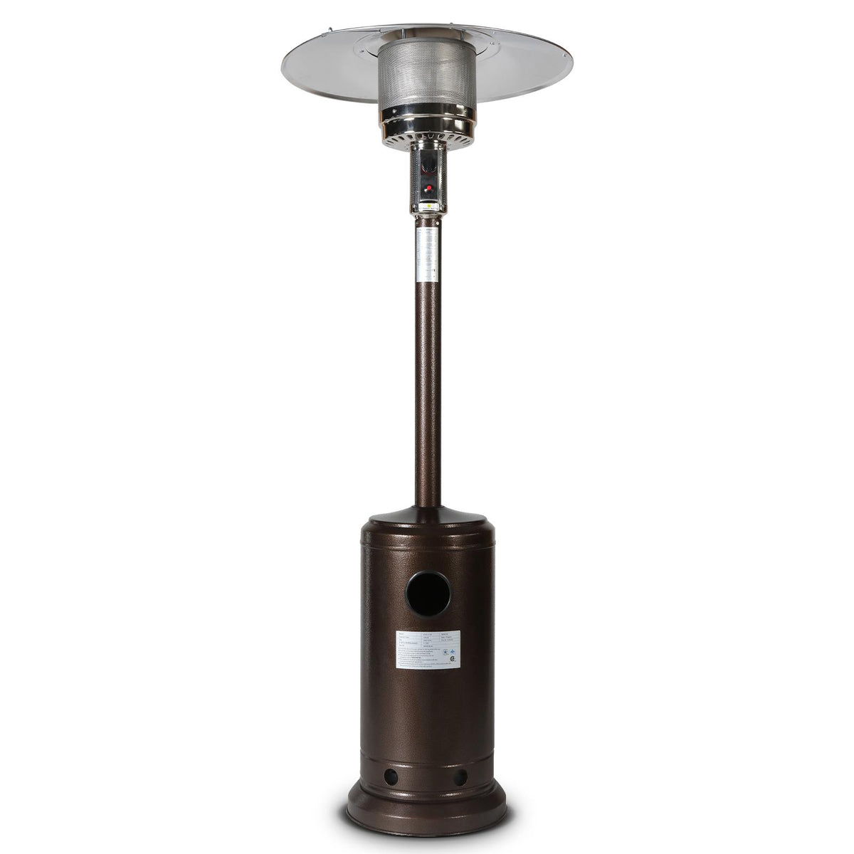 RTR 46000Btu Propane Hammered Bronze Powder Coated Iron Mushroom Outdoor Patio Heater, With Two Smooth-Rolling Wheels,,With Hose Set,With Black Cover