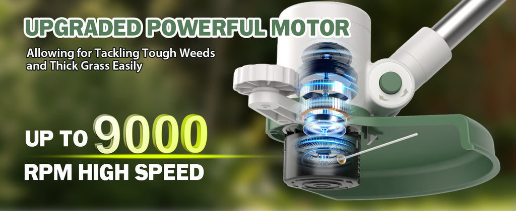 21V 3-in-1 Cordless Weed Wacker Eater-Weeding/Trimming/Lawn Mower, with 8 Replace Auto Line Feed, Electric Grass Trimmer for Garden, Lawn, 120 Mins of Non-Stop (2x4.0 mAh Battery Included)