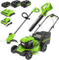 48V (24V x 2) 20" Cordless Battery Mower, 12" String Trimmer/Edger, &amp; 320 CFM Blower Combo Kit w/ (2) 4.0Ah Batteries, (1) 2.0Ah Battery &amp; Chargers