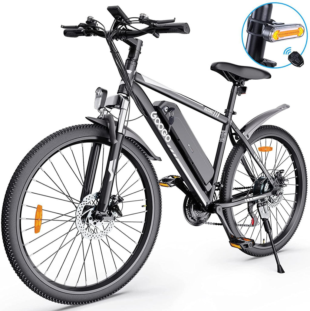 Electric Bike for Adults,Googo 26" Electric Mountain Bike with 350W Motor,Removable 36V Battery,Professional 21 Speed Gears,Middle 5 Speed LCD Display with USB,3 WorModes,20MPH Electric Bicycle