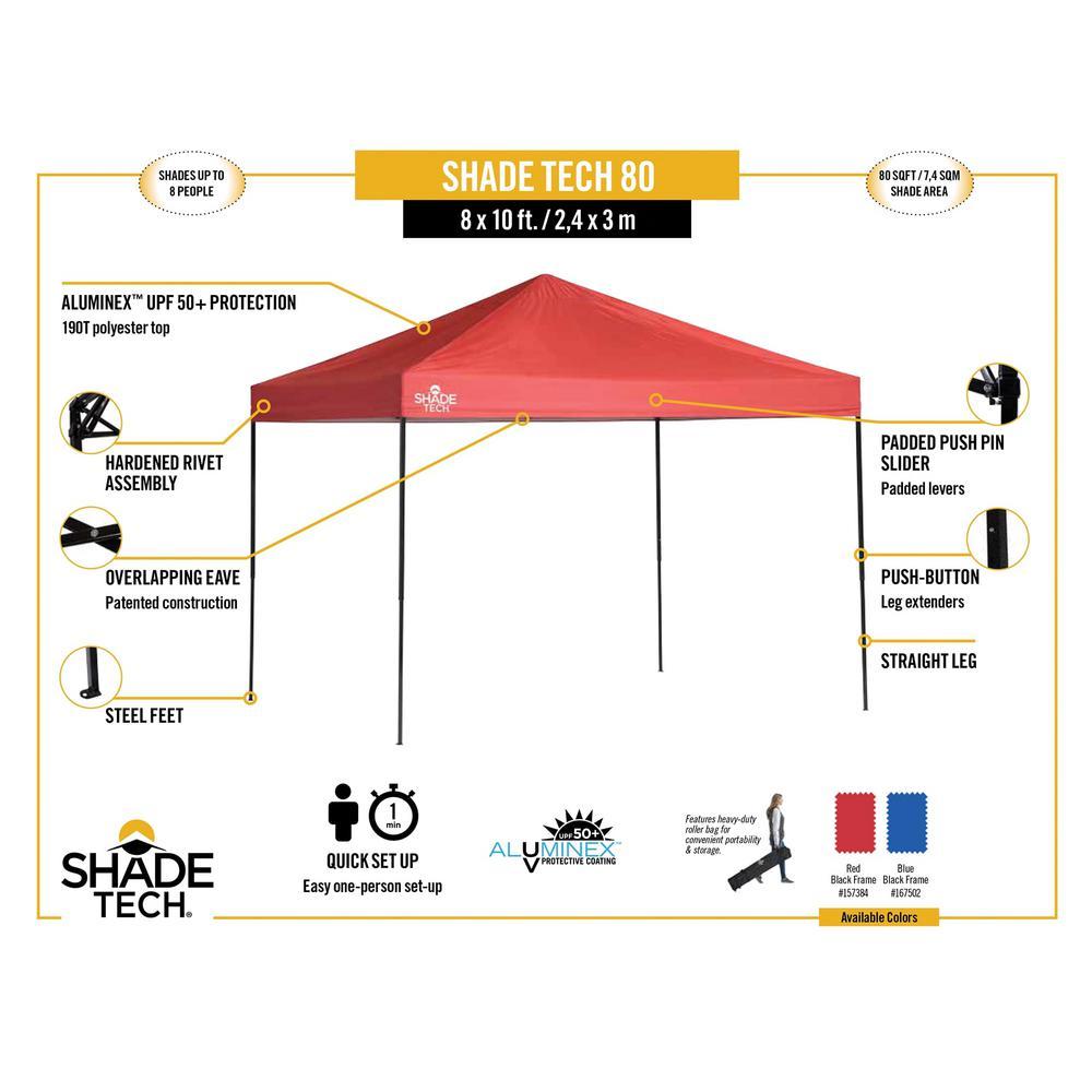 ST80 Shade Tech 10 ft. x 8 ft. Red Straight Leg Pop-Up Canopy
