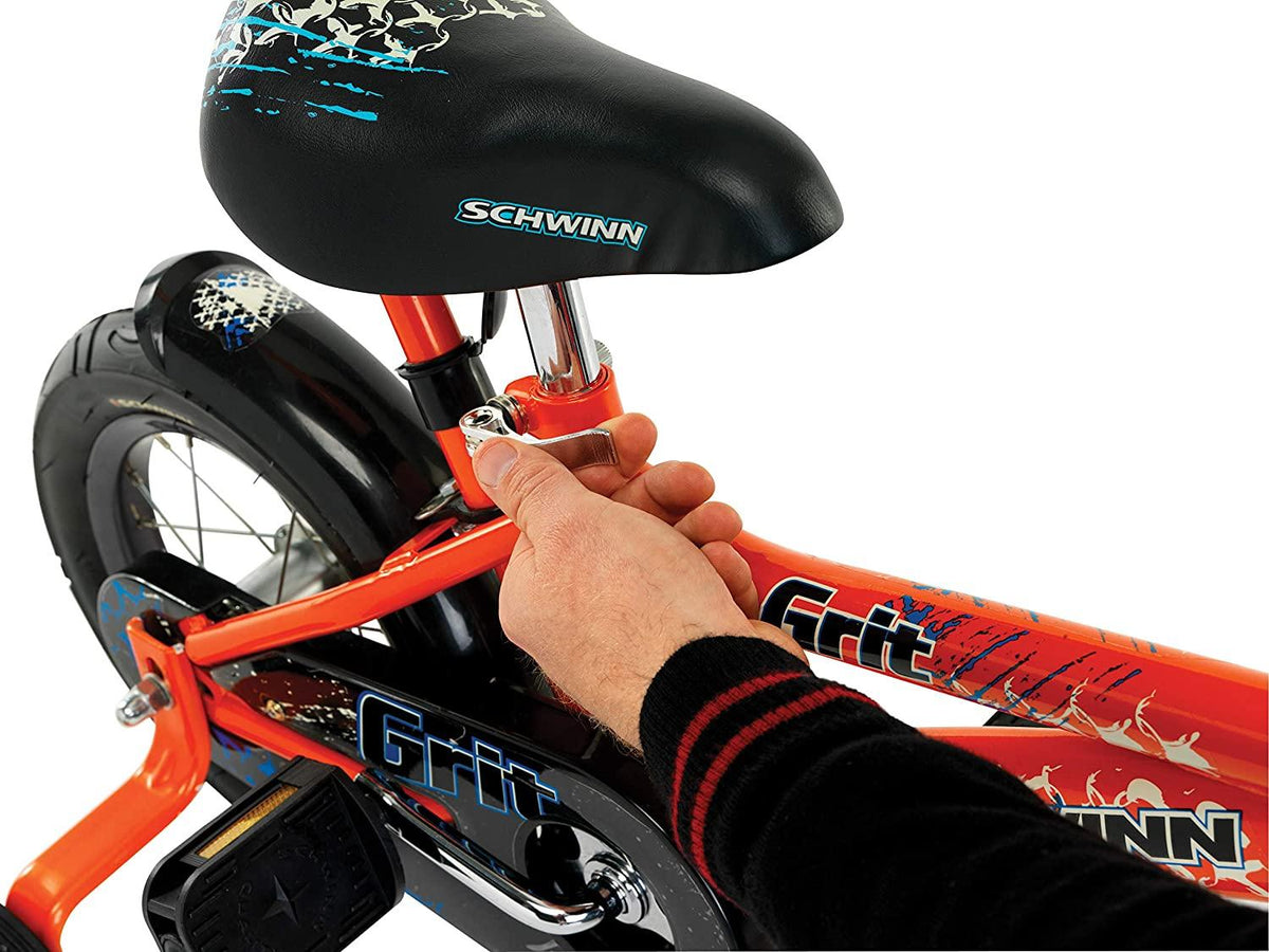 Schwinn Grit and Petunia Steerable Kids Bike, Boys and Girls Beginner Bicycle, 12-Inch Wheels, Training Wheels, Easily Removed Parent Push Handle with Water Bottle Holder, Multiple Colors