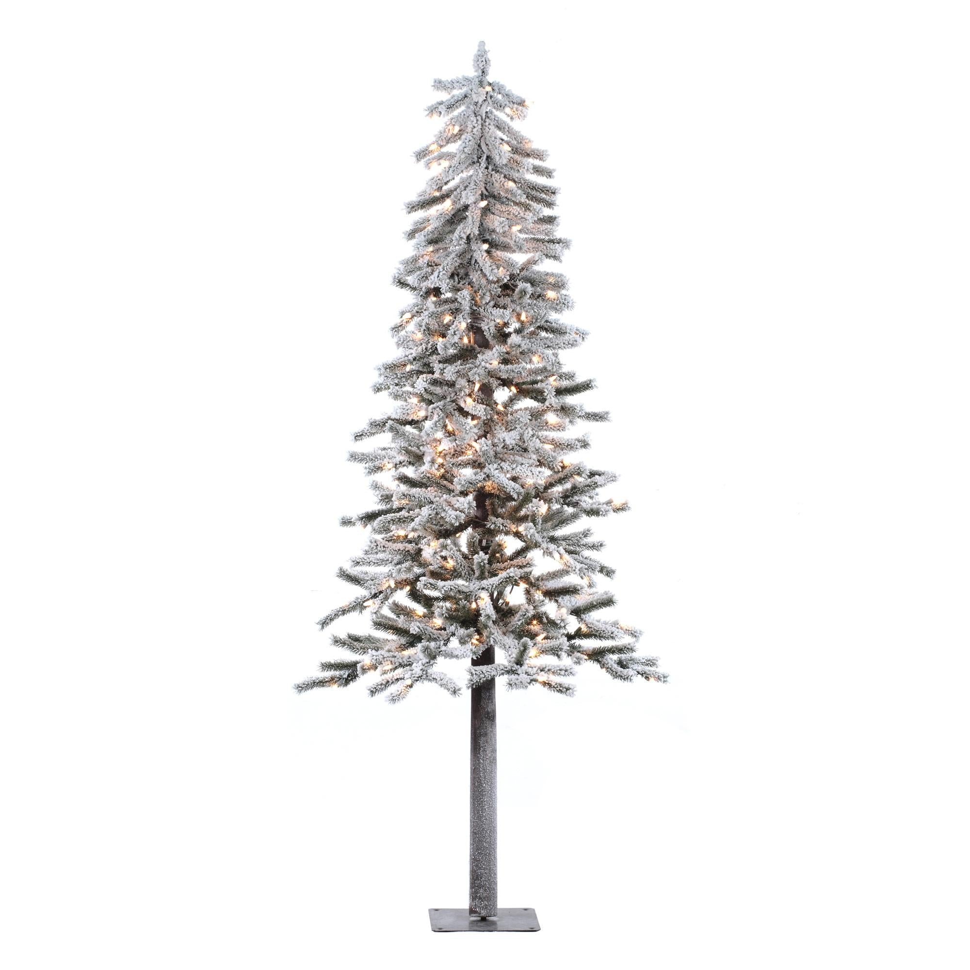 Vickerman Artificial Christmas Tree 6' x 33" Flock Alpine Dura-Lit 200 Clear Lights 657 Tips