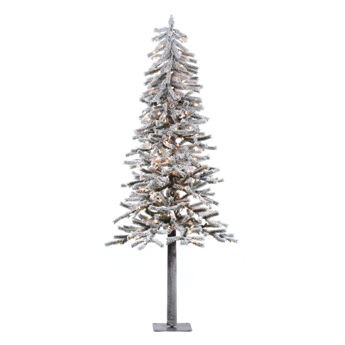 Vickerman Artificial Christmas Tree 6' x 33" Flock Alpine Dura-Lit 200 Clear Lights 657 Tips