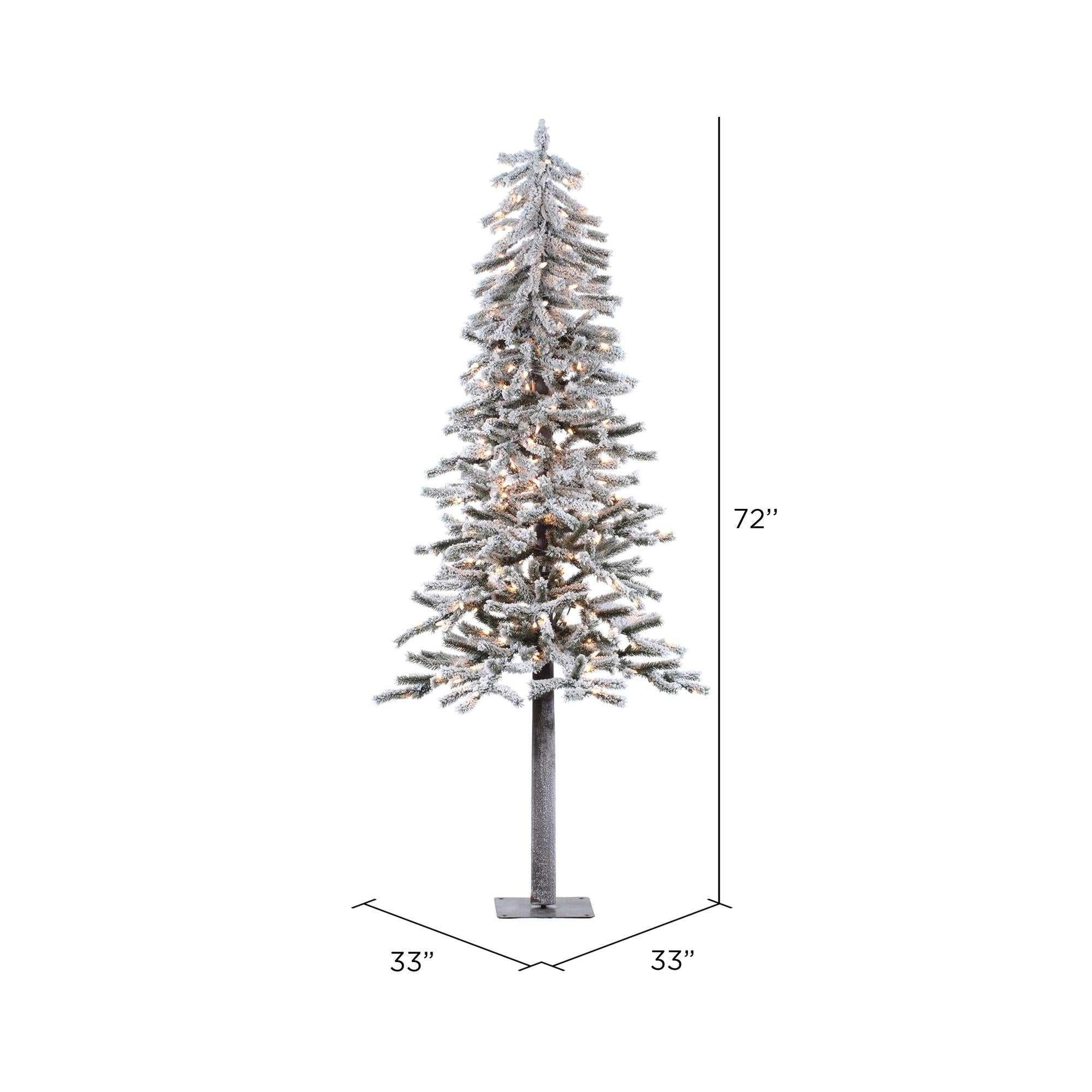 Vickerman Artificial Christmas Tree 6' x 33" Flock Alpine Dura-Lit 200 Clear Lights 657 Tips