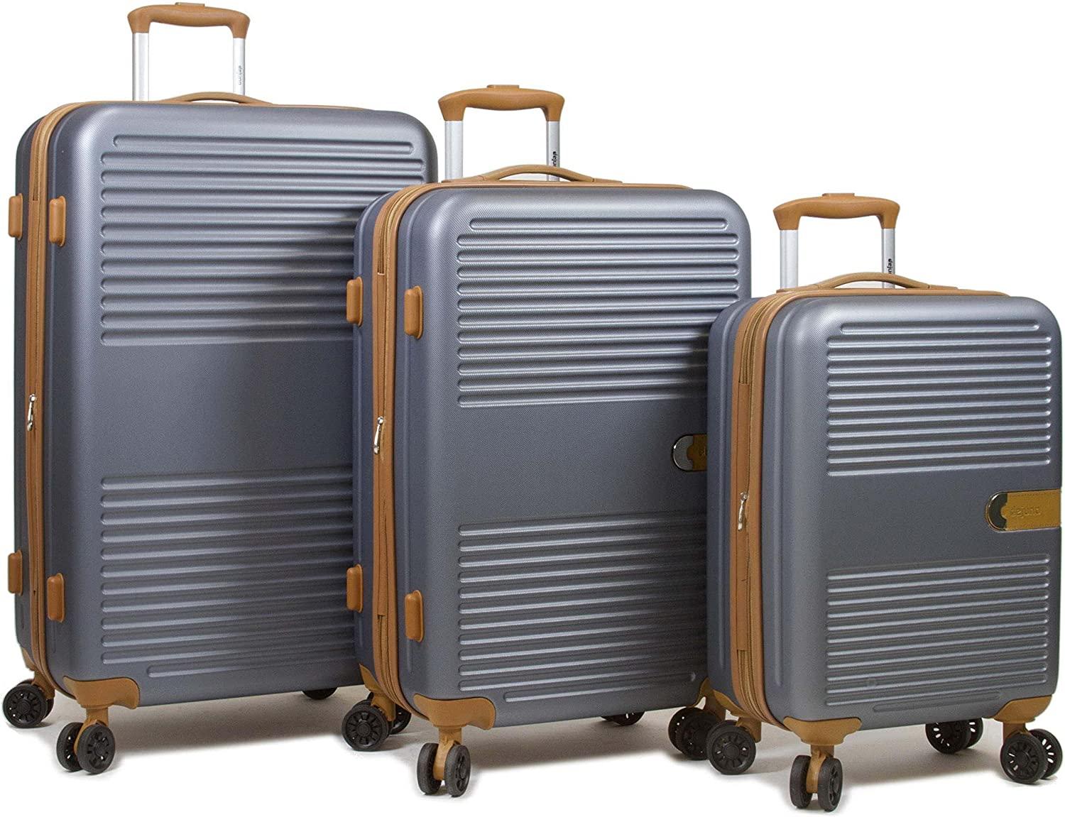Garland Hardside 3-Piece Spinner Luggage Set with USB Port, Grey