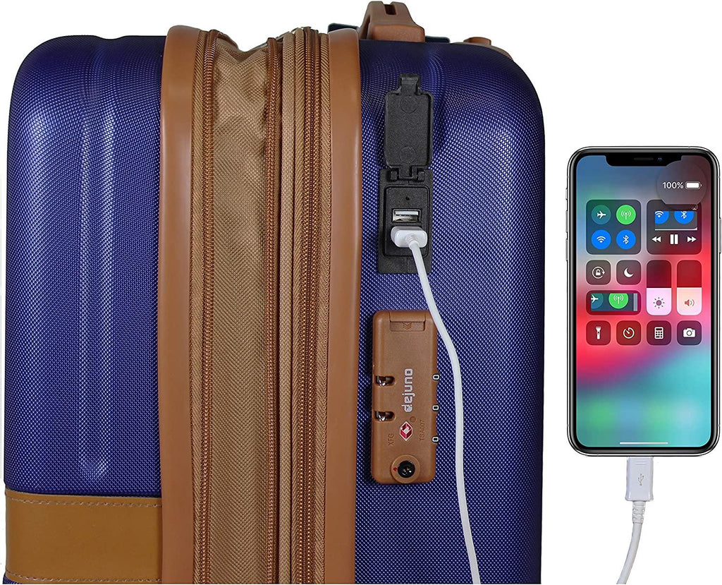 Garland Hardside 3-Piece Spinner Luggage Set with USB Port, Grey