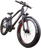 26" Fat Tire Ebike, Super Cruiser with 500W Brushless Motor &amp; Removable 48V/12Ah Lithium-ion Battery Adult Mountain Electric Bicycles, Top Speed 30MPH,  6-Speed Gear【US Stock】