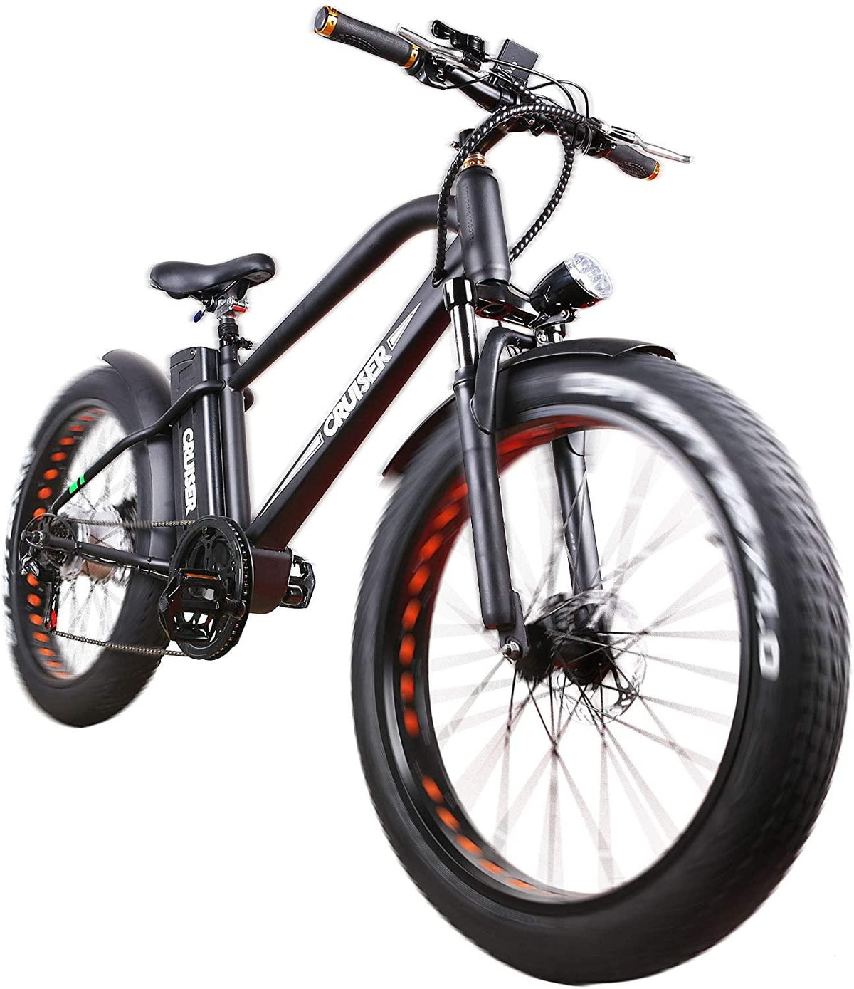 26" Fat Tire Ebike, Super Cruiser with 500W Brushless Motor &amp; Removable 48V/12Ah Lithium-ion Battery Adult Mountain Electric Bicycles, Top Speed 30MPH,  6-Speed Gear【US Stock】