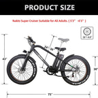 26" Fat Tire Ebike, Super Cruiser with 500W Brushless Motor &amp; Removable 48V/12Ah Lithium-ion Battery Adult Mountain Electric Bicycles, Top Speed 30MPH,  6-Speed Gear【US Stock】