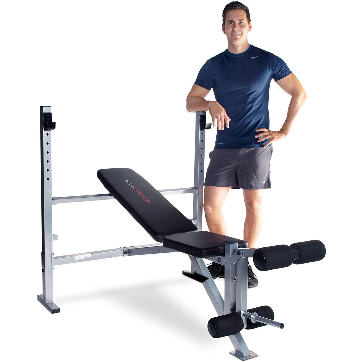 CAP Strength Deluxe Weight Bench with Leg Attachment, Black &amp; Gray