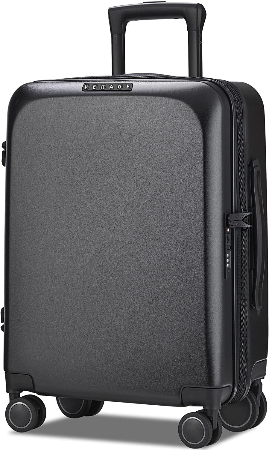 land Carry On Luggage with X-Large Spinner Wheels, Expandable Hardside Travel Luggage, Rolling Suitcase TSA Approved (20-Inch, Black)
