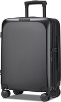 land Carry On Luggage with X-Large Spinner Wheels, Expandable Hardside Travel Luggage, Rolling Suitcase TSA Approved (20-Inch, Black)