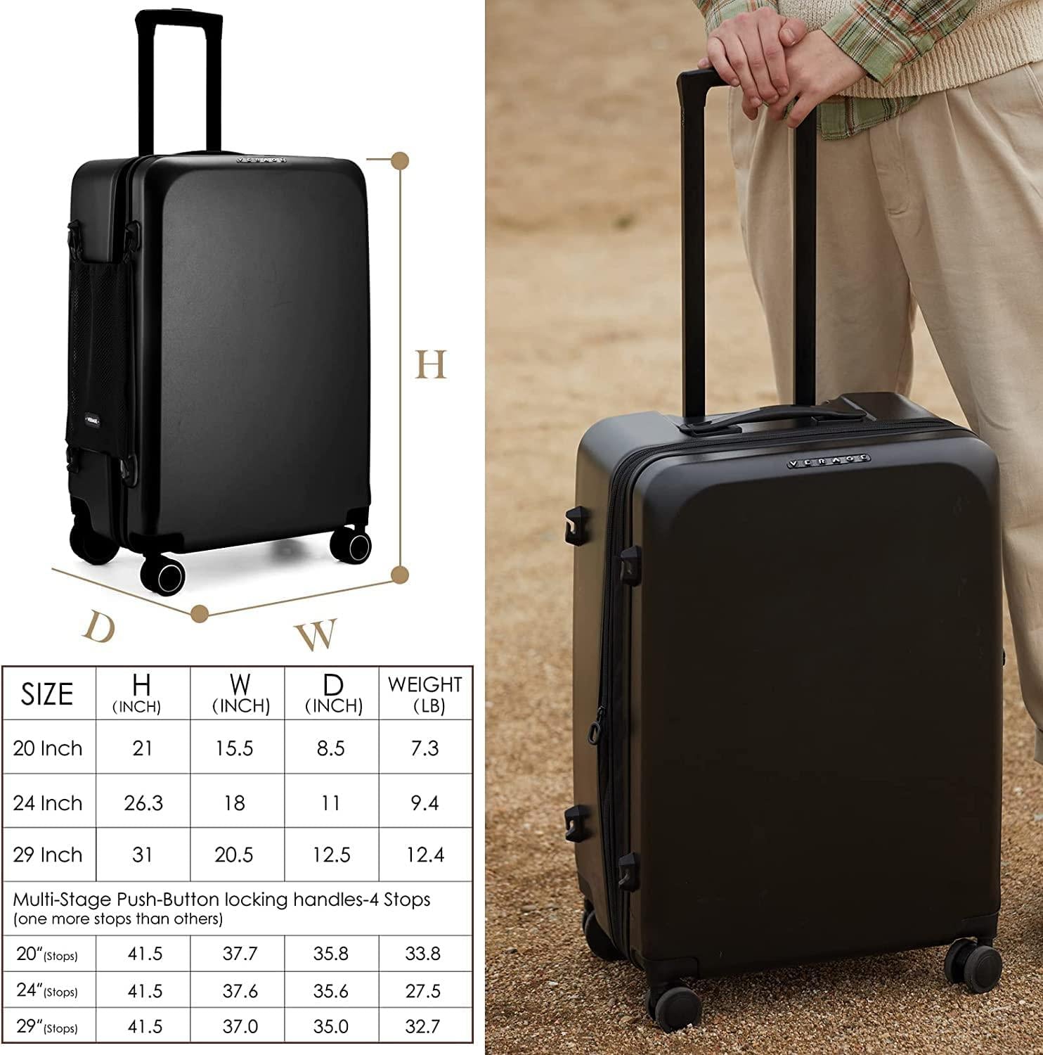 land Carry On Luggage with X-Large Spinner Wheels, Expandable Hardside Travel Luggage, Rolling Suitcase TSA Approved (20-Inch, Black)