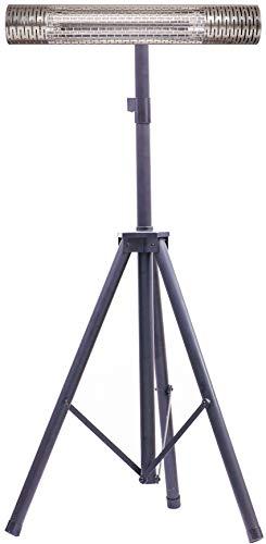 Hanover 30.7" Wide Electric Carbon Infrared Heat Lamp with Remote Control and Tripod Stand, Silver/Black