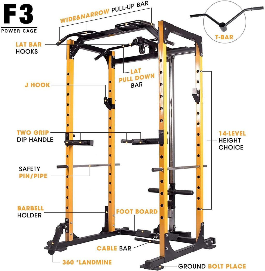Erkang Multi-Function Power Rack Cawith Pulley System Yellow