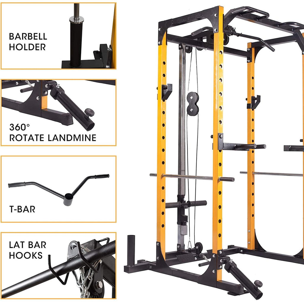 Kerrogee Olympic Power CaDip Stands, Squat Rack Frame Multi-functional Comprehensive Training Equipment Total Body Workout Training System