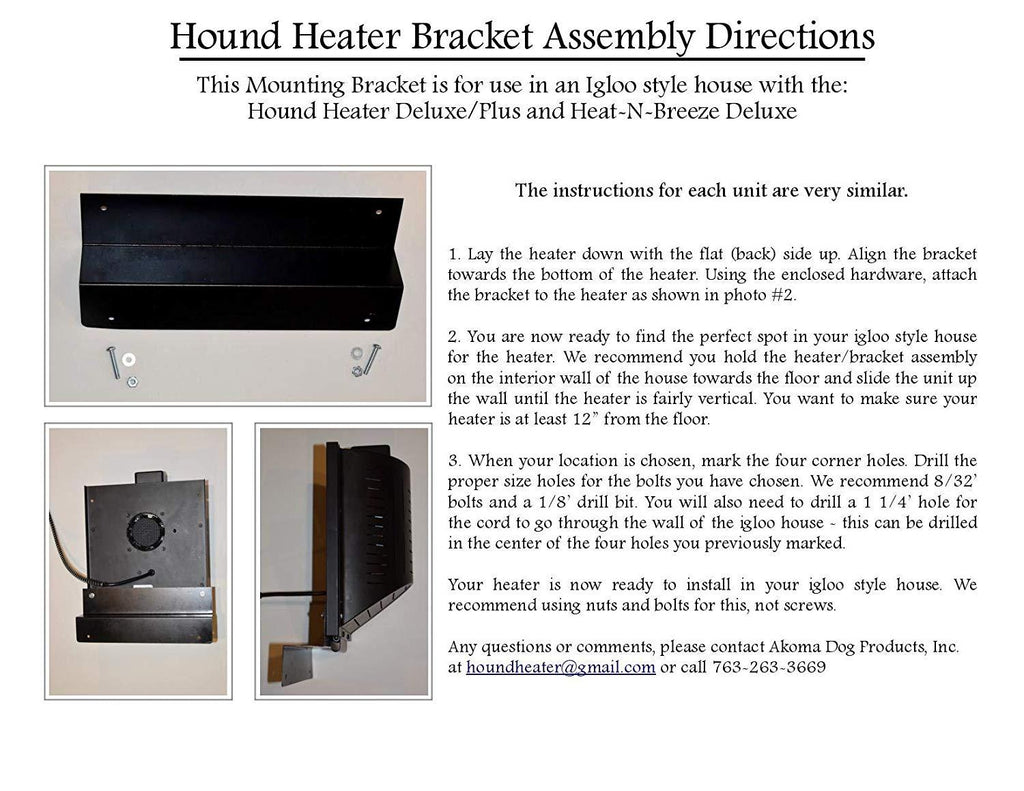 Hound Heater Dog House Furnace Deluxe with Cord Protector and Igloo Bracket Kit
