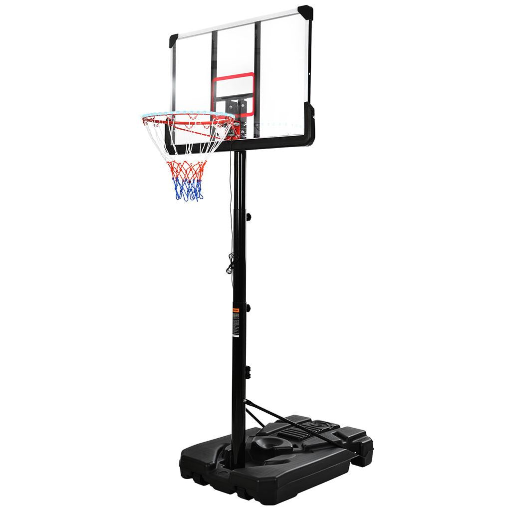 Basketball Stand with Lights Adults Kids Basketball System Height Adjustable PE Base Sports Equipment for Outdoor
