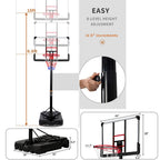 Basketball Stand with Lights Adults Kids Basketball System Height Adjustable PE Base Sports Equipment for Outdoor