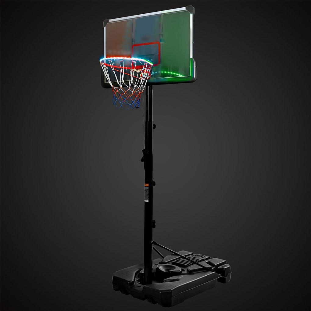 Basketball Stand with Lights Adults Kids Basketball System Height Adjustable PE Base Sports Equipment for Outdoor