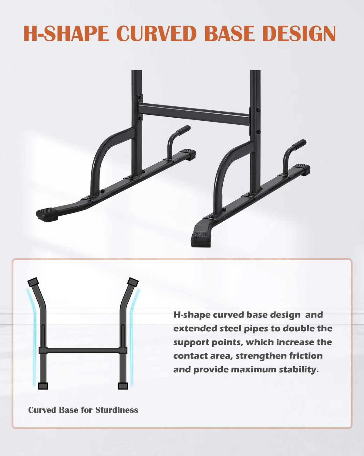 MaxKare 4 Level Adjustable Power Tower Workout Dip Stand Pull Up Bar Station-Strength Training Fitness Exercise Equipment for Home Gym 380 lbs Load Capacity