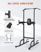 MaxKare 4 Level Adjustable Power Tower Workout Dip Stand Pull Up Bar Station-Strength Training Fitness Exercise Equipment for Home Gym 380 lbs Load Capacity