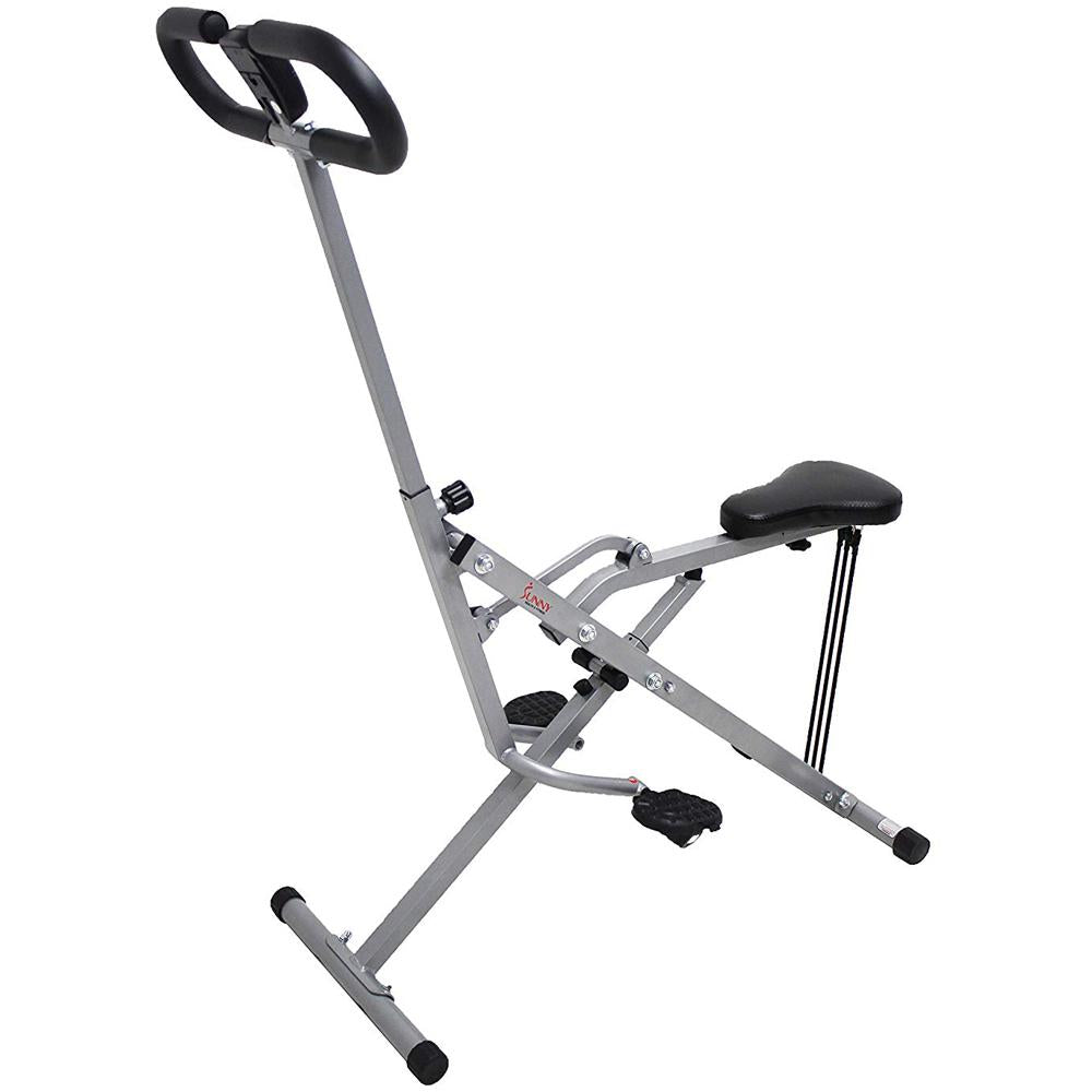 Sunny Health and Fitness Upright Squat Assist Row-N-Ride Trainer w/ Workout Cooling Towel (Grey)