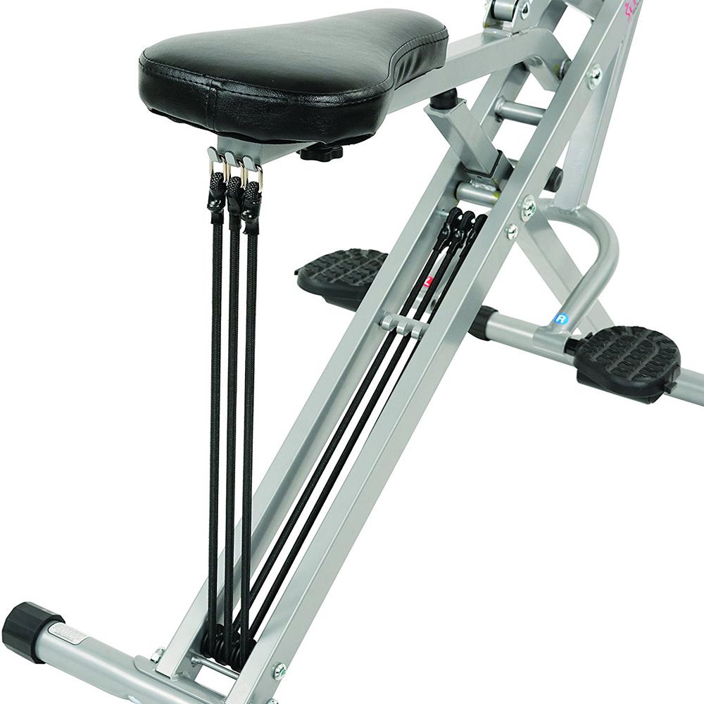 Sunny Health and Fitness Upright Squat Assist Row-N-Ride Trainer w/ Workout Cooling Towel (Grey)