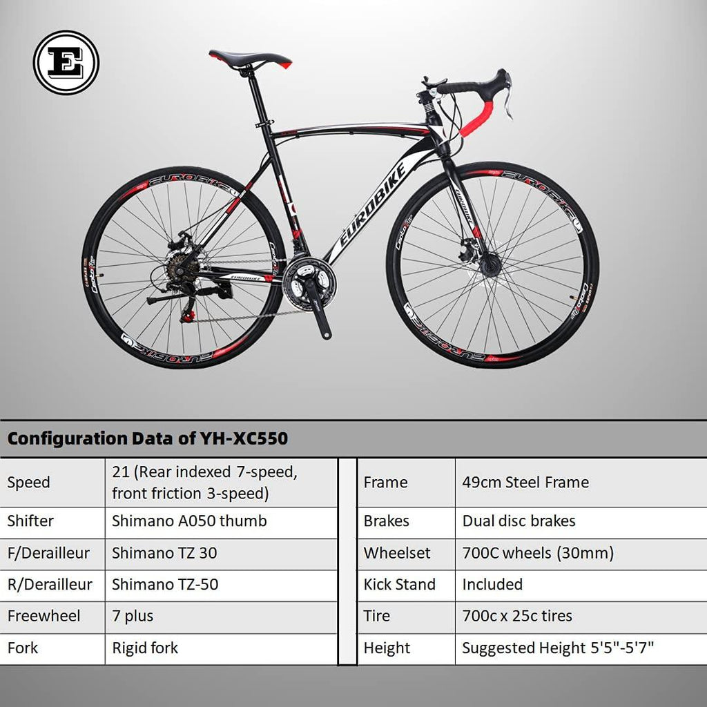 YH-XC550 700C Road Bike for Men and Women Bicycle 19 Inches Frame 21 Speed Dual Disc Brake Commuter Bikes