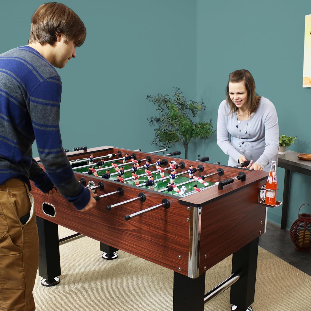 55 in.  Wood Foosball Game Table with Folding Drink Holders